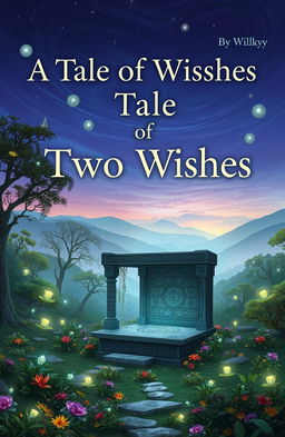A mystical and enchanting landscape that encapsulates the fantasy of witchcraft for the novel titled 'A Tale of Two Wishes' by Willkyy