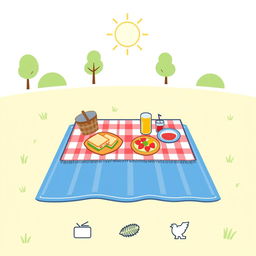 A simple and clear pictogram depicting a picnic in a park
