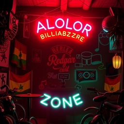 A vibrant neon logo design featuring ALOLOR BILLIARD ZONE prominently at the top, illuminated in eye-catching colors