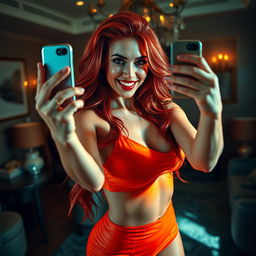 A stunning woman taking a captivating and spicy photo of herself