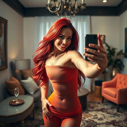 A stunning woman taking a captivating and spicy photo of herself