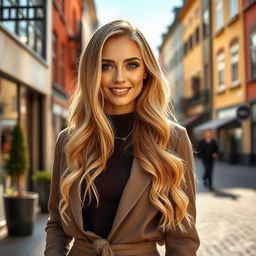 A stunningly attractive short Estonian woman, showcasing her unique charm with a radiant smile and captivating features