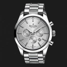 A stunning luxury men's watch design featuring a sleek stainless steel case with a polished finish