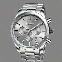 A stunning luxury men's watch design featuring a sleek stainless steel case with a polished finish