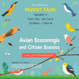 Design an attractive event poster for a talk happening at 11 AM on Sunday