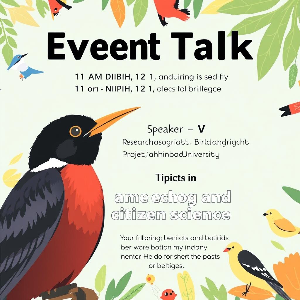 Design an attractive event poster for a talk happening at 11 AM on Sunday