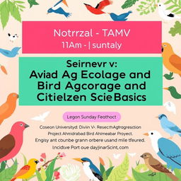 Design an attractive event poster for a talk happening at 11 AM on Sunday