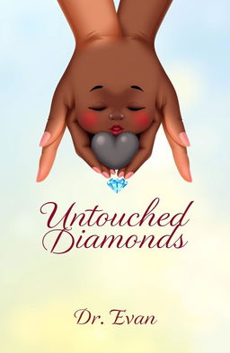 A heartwarming and realistic illustration featuring a white parent's hands gently holding the hands of a Black child with Down syndrome