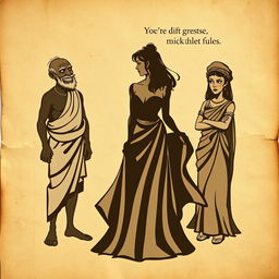 A vintage-style theatrical poster featuring a worn, crumpled piece of old paper as the background