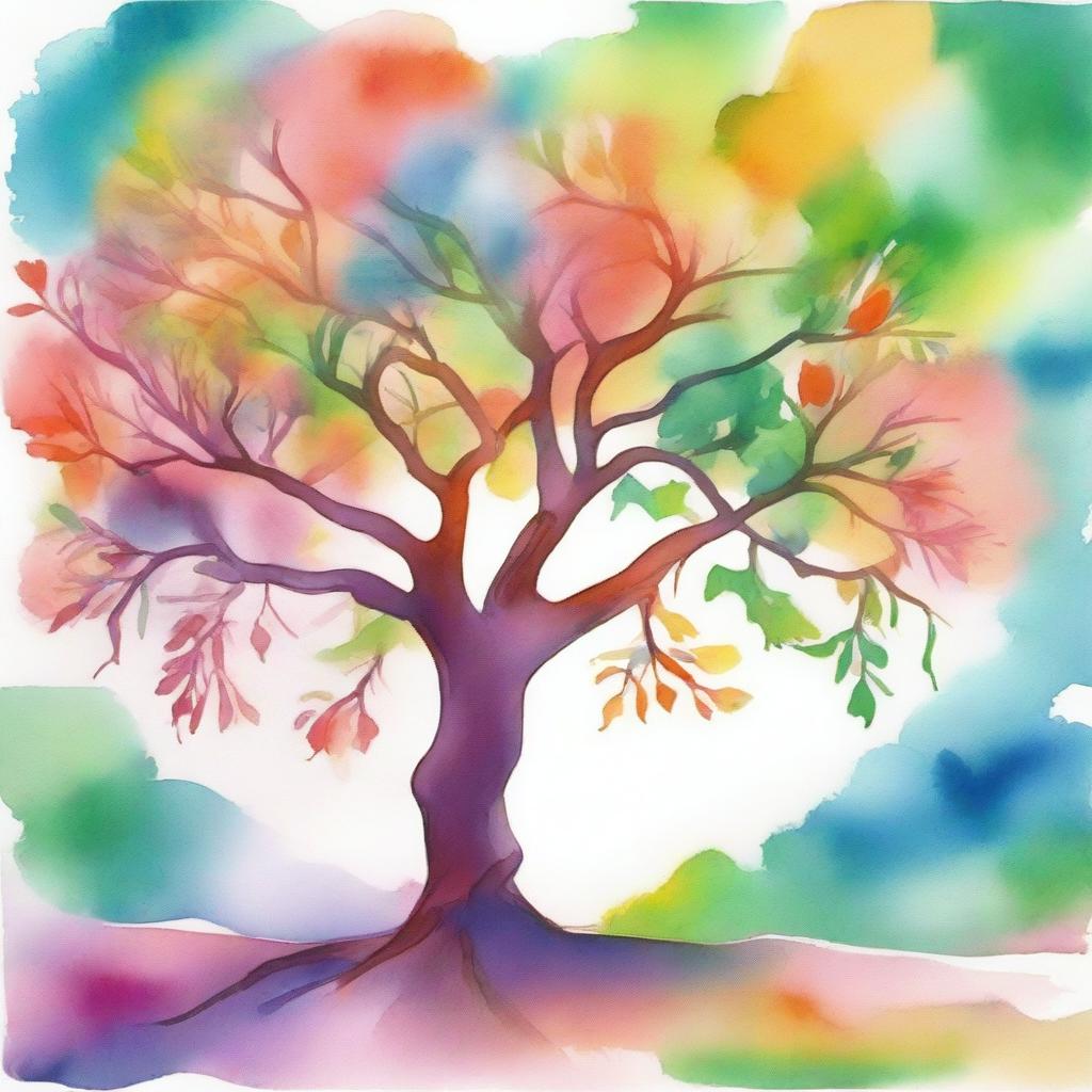 A vibrant watercolor painting capturing the essence of hope, embodied by a flourishing tree.