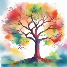 A vibrant watercolor painting capturing the essence of hope, embodied by a flourishing tree.