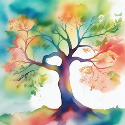 A vibrant watercolor painting capturing the essence of hope, embodied by a flourishing tree.