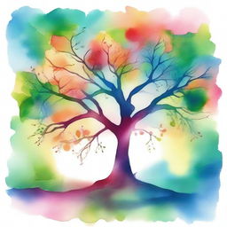 A vibrant watercolor painting capturing the essence of hope, embodied by a flourishing tree.