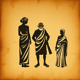 A vintage theater poster featuring a Greek-Latin theme, set against a textured, wrinkled antique paper background
