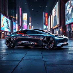 A sleek, futuristic electric car design labeled 'DRIVEEZE', showcasing smooth lines and a glossy futuristic finish