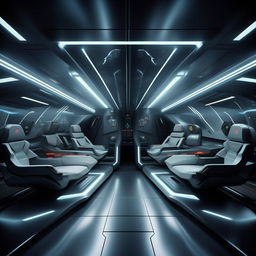 interior of glass demarcated double cabin futuristic fighter jet