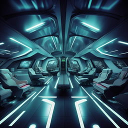 interior of glass demarcated double cabin futuristic fighter jet