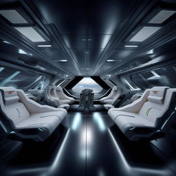 interior of glass demarcated double cabin futuristic fighter jet