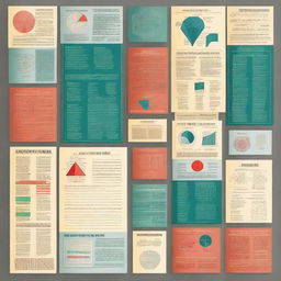 Create an educational poster showcasing various complex mathematical equations, symbols, and graphs