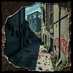 A city map displaying a detailed layout of a street alley during a zombie apocalypse