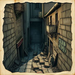 A city map displaying a detailed layout of a street alley during a zombie apocalypse