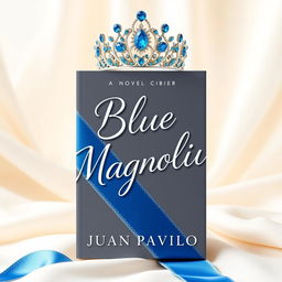 An elegant novel cover for 'Blue Magnolia' by Juan Pablo