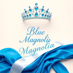 An elegant cover design for 'Blue Magnolia' by Juan Pablo, sized A4