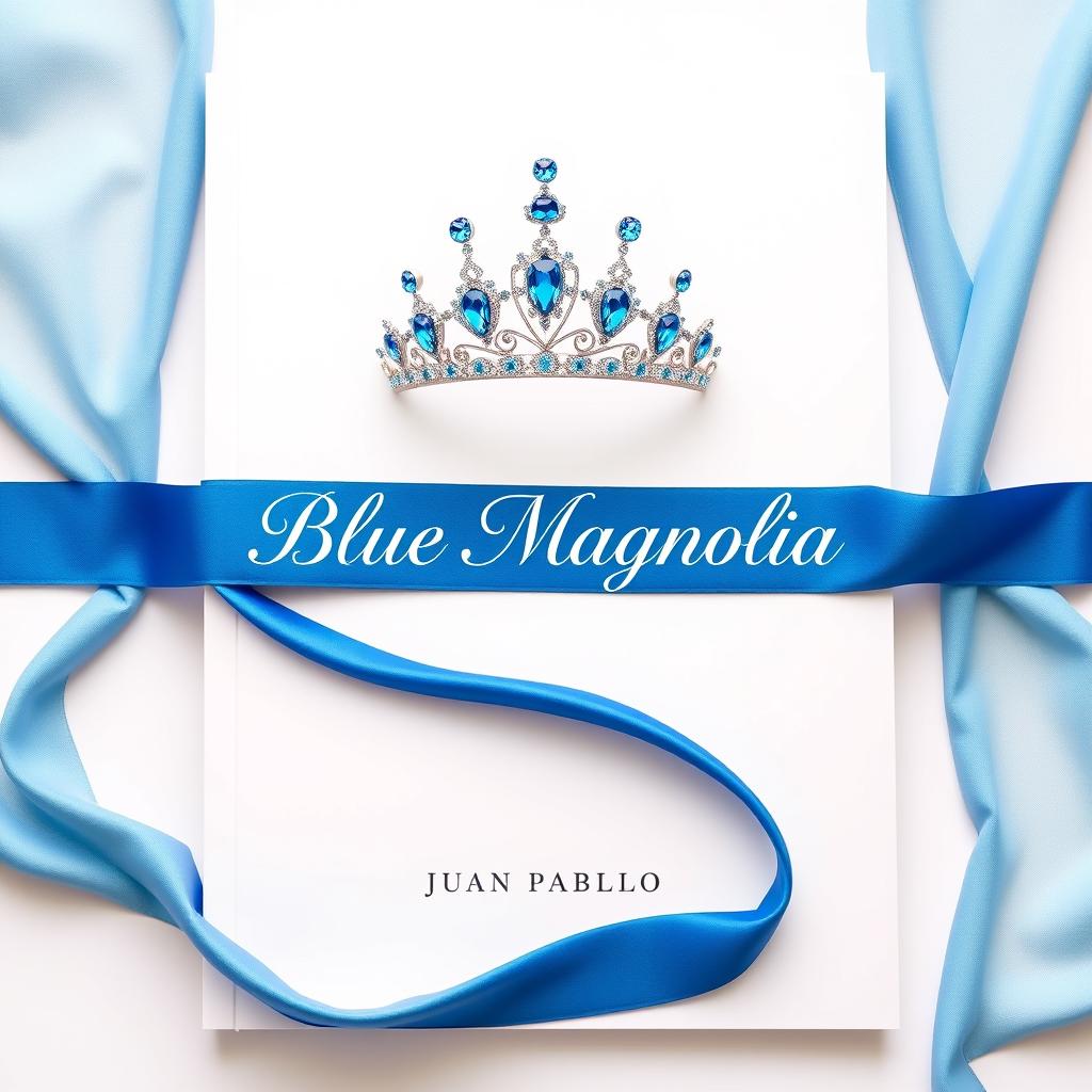 An elegant cover design for 'Blue Magnolia' by Juan Pablo, sized A4