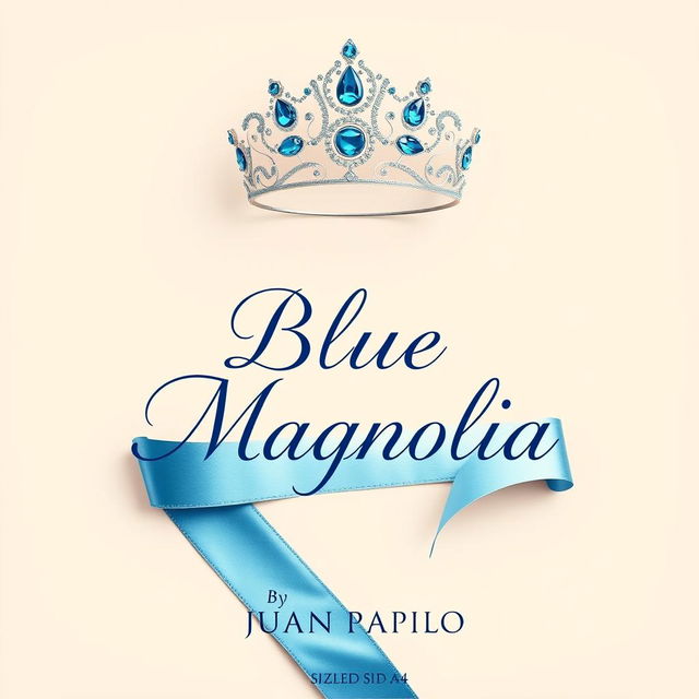 An elegant cover design for 'Blue Magnolia' by Juan Pablo, sized A4