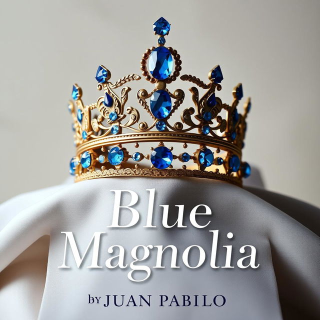 A sophisticated book cover design for 'Blue Magnolia' by Juan Pablo, sized A4