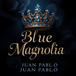 A 2D cover design for 'Blue Magnolia' by Juan Pablo, infused with elements suitable for a murder mystery theme