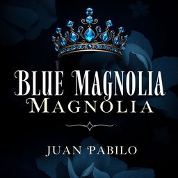 A 2D cover design for 'Blue Magnolia' by Juan Pablo, infused with elements suitable for a murder mystery theme