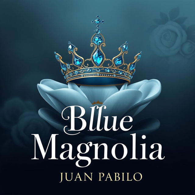 A 2D cover design for 'Blue Magnolia' by Juan Pablo, presented in a portrait format with a 4x3 aspect ratio