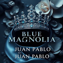 A surrealist 3D cover design for 'BLUE MAGNOLIA' by JUAN PABLO, presented in a portrait format with a 4x3 aspect ratio
