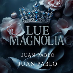 A surrealist 3D cover design for 'BLUE MAGNOLIA' by JUAN PABLO, presented in a portrait format with a 4x3 aspect ratio