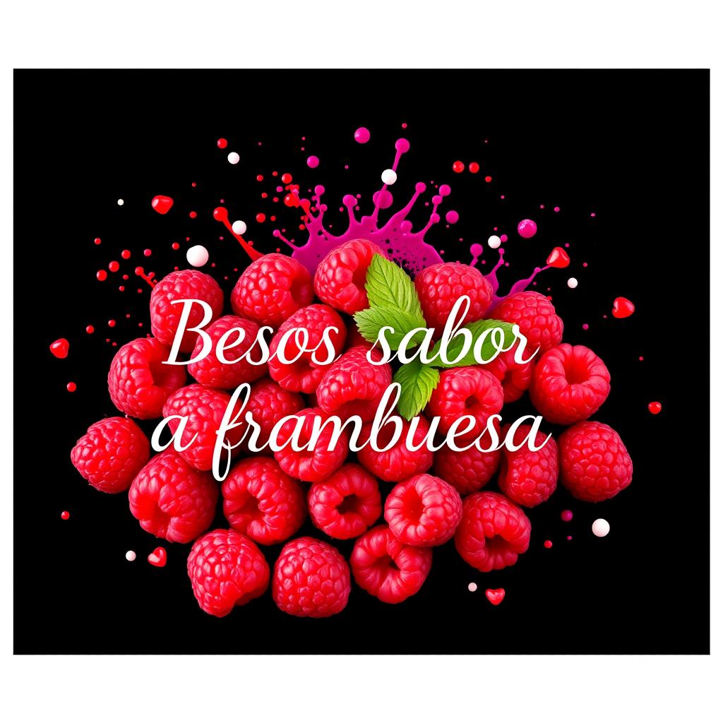 A stunning still life of fresh raspberries arranged beautifully against a contrasting black background