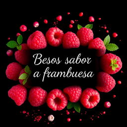 A stunning still life of fresh raspberries arranged beautifully against a contrasting black background