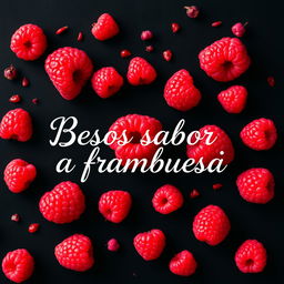 A stunning still life of fresh raspberries arranged beautifully against a contrasting black background