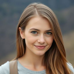 A 31-year-old woman with light brown hair, embodying a European Ukrainian appearance