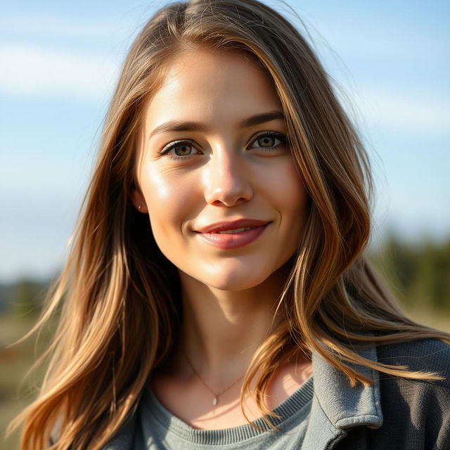 A 31-year-old woman with light brown hair, embodying a European Ukrainian appearance