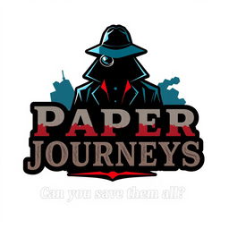 A sleek and modern logo featuring a thriller detective icon, encapsulating elements like a magnifying glass, a trench coat, and a shadowy figure, symbolizing mystery and investigation