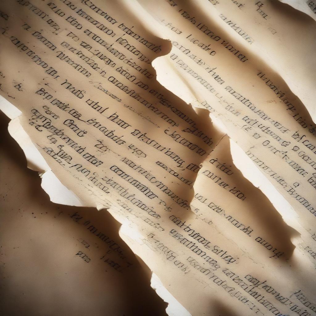 A battered, worn piece of paper showing signs of distress with torn edges and partially obscured information.