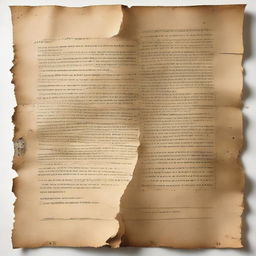 A battered, worn piece of paper showing signs of distress with torn edges and partially obscured information.