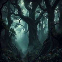 The depths of the Forbidden Forest, shrouded in mystery and enchantment