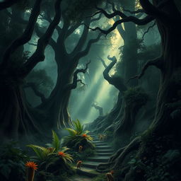 The depths of the Forbidden Forest, shrouded in mystery and enchantment