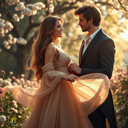 A romantic scene depicting one woman adored by two men, capturing the essence of love and rivalry