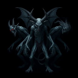 A chilling representation of three full-bodied nightmare demons, each embodying different aspects of sleep paralysis and unconscious terror