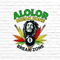 A logo design featuring ALOLOR BREAK ZONE at the top, styled in the iconic Avengers font for a bold and dynamic look