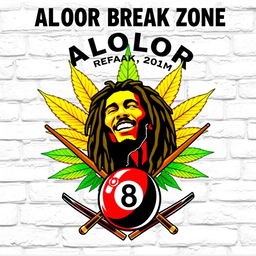 A logo design featuring ALOLOR BREAK ZONE at the top, styled in the iconic Avengers font for a bold and dynamic look