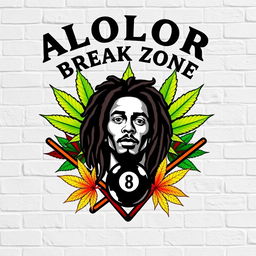 A logo design featuring ALOLOR BREAK ZONE at the top, styled in the iconic Avengers font for a bold and dynamic look